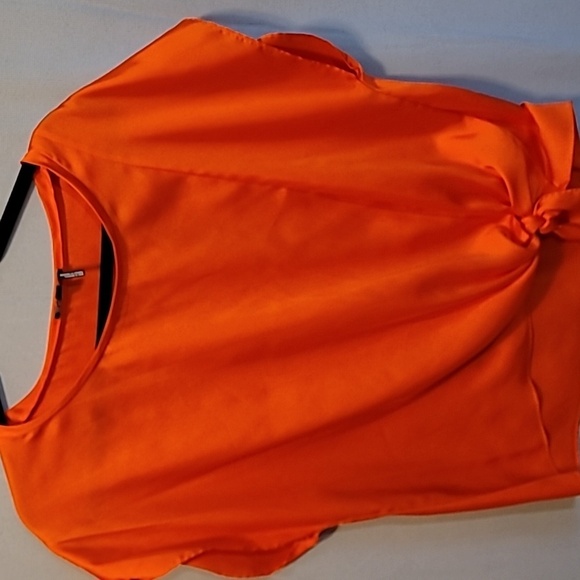 Tops - DKNY Orange Blouse with side tie.  sz large